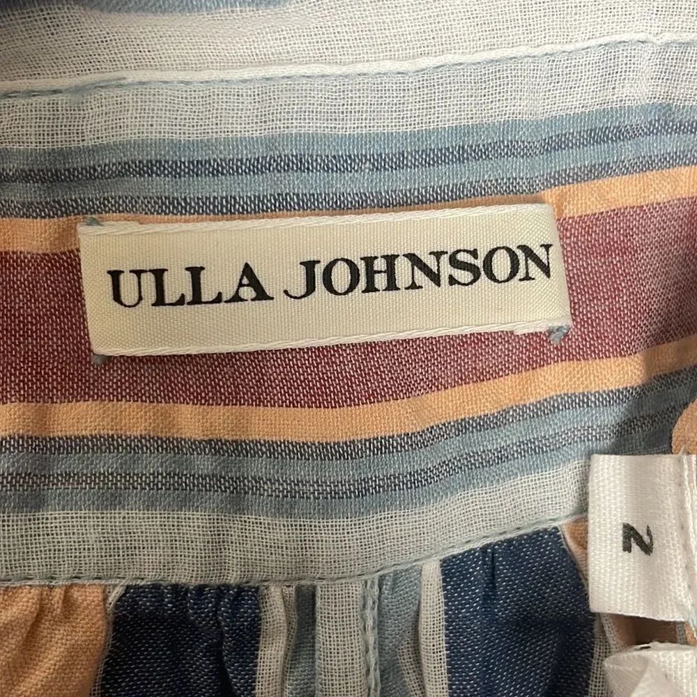Ulla Johnson Martim Shorts in Sky Seersucker Stripe Tie sz 2 - Picture 5 of 14